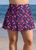 Pink Floral Print High Waist Modest Plus Size Flare Slim Fit Swim Bottom