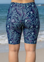 Plus Size Navy Floral High Waist Knee Length Slim Fit Swimsuit Bottom