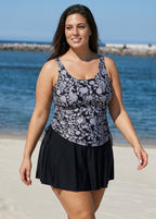 Natural Flowers Tie Knot Drawstring Swim Dress Top