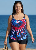 Stylish Colorful Tie Dye Adjustable Double Straps Tankini Top