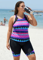 Purple Pink Ombre Sporty Racerback Tankini Set