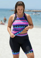 Purple Pink Ombre Sporty Racerback Tankini Set