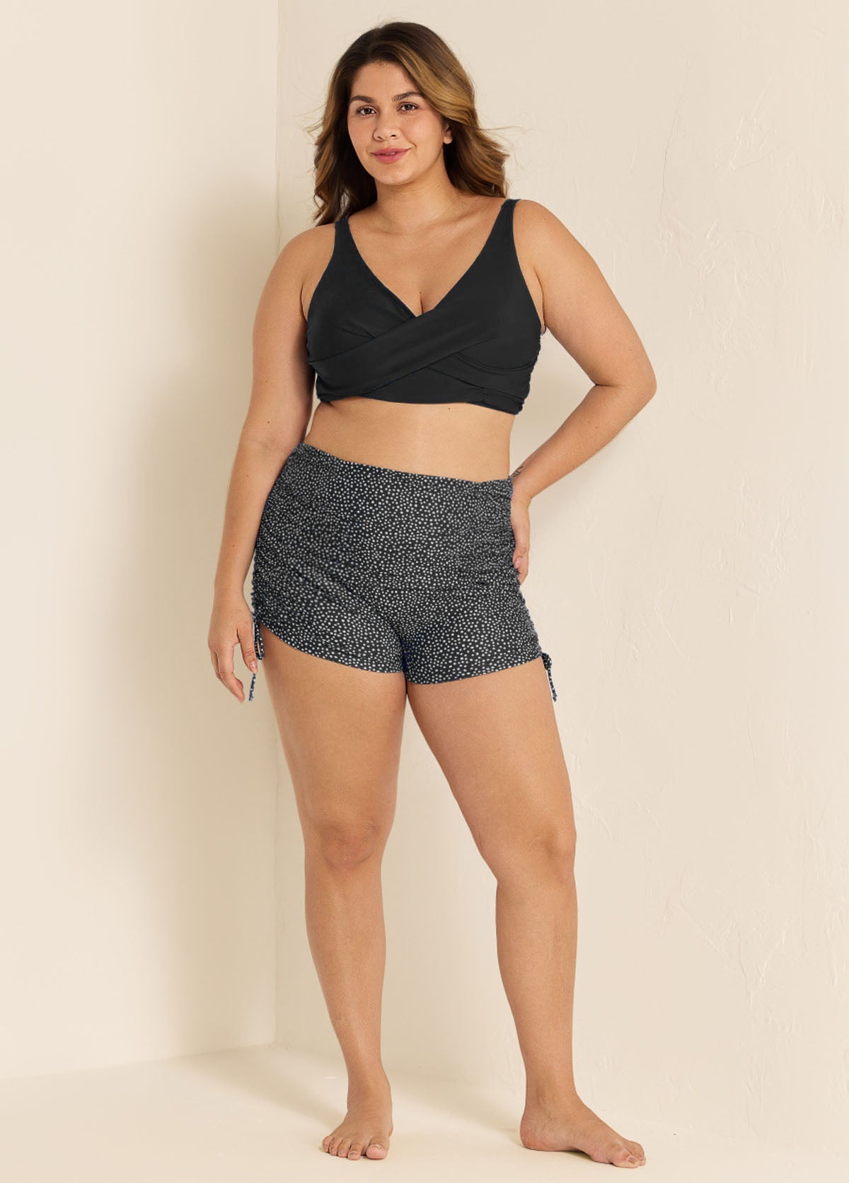 Black Twisted Front Fashion Plus Size Bikini Top
