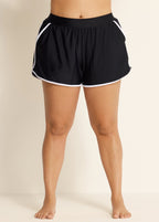 Classic Black And White Sporty Swim Shorts