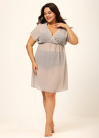 Gray V Neck Semi-Sheer Split Boho Style Cover Up