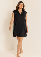 Black V Neck Sleeveless Plus Size Summer Vacation Cover Up