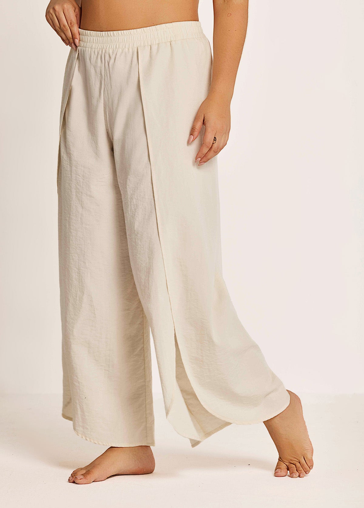 White Through Side Split Plus Size Bathing Suit Cover Ups Fly Away Pants
