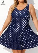 Polka Dot Modest Tummy Control Vintage Swimdress Set