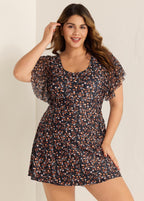 Plus Size Casual Women's Ditsy Floral Print One Piece Swimsuit