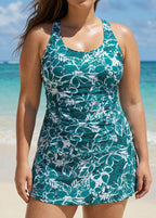 Floral Print Square Neck Women Classy Racerback Tankini Set