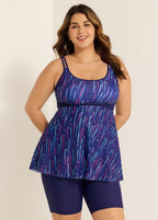 Meteor Striped Print Square Neck Tankini Set